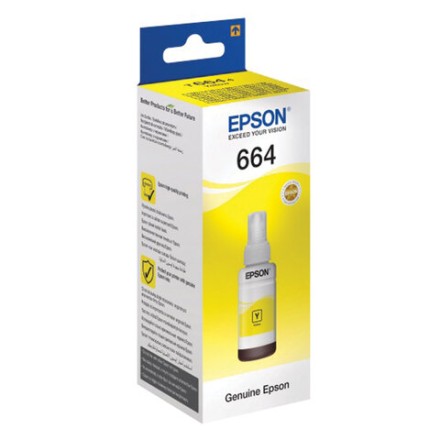 Чернила EPSON (C13T66444A) для СНПЧ Epson L100/L110/L200/L210/L300/L456/L550, желтые, оригинальные 