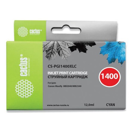 Картридж струйный CACTUS (CS-PGI1400XLC) для CANON МВ2040/МВ2340, голубой 