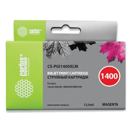 Картридж струйный CACTUS (CS-PGI1400XLM) для CANON МВ2040/МВ2340, пурпурный 