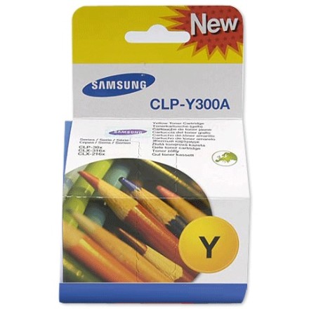 Картридж лазерный SAMSUNG (CLP-Y300A) CLP-300 и другие, желтый, оригинальный, ресурс 1000 стр. 