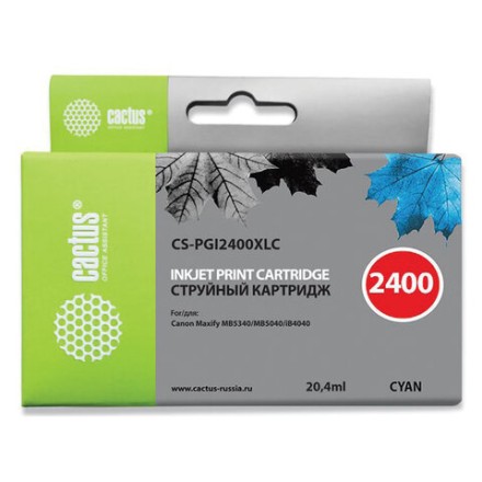Картридж струйный CACTUS (CS-PGI2400XLC) для CANON iB4040/MB5040/MB5340, голубой 