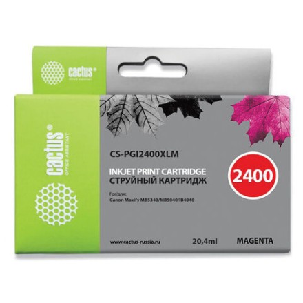 Картридж струйный CACTUS (CS-PGI2400XLM) для CANON iB4040/MB5040/MB5340, пурпурный 