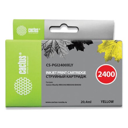 Картридж струйный CACTUS (CS-PGI2400XLY) для CANON iB4040/MB5040/MB5340, желтый 