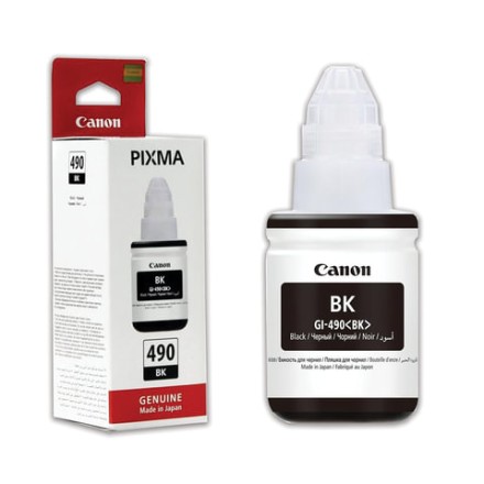 Чернила CANON (GI-490BK) для СНПЧ Pixma G1400\G2400\G3400, черные, ресурс 6000 стр., оригинальные, 0663C001 