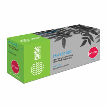 Тонер-картридж CACTUS (CS-TK5160C) для Kyocera Ecosys P7040cdn, голубой, ресурс 12000 страниц 