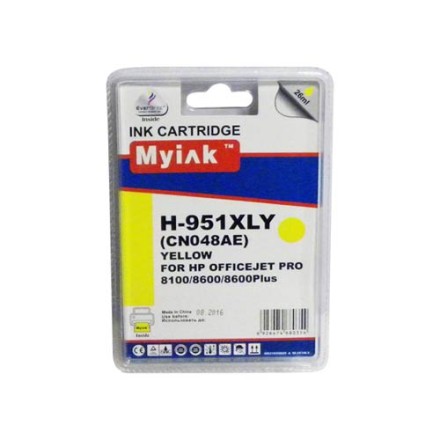 Картридж для (951XL)  HP Officejet Pro 8100/8600/8600Plus/8610/8615/8620/8625/8630/8640/8660 HP Officejet Pro 251dw/276dw CN048AE Yellow (26ml, Pigment) MyInk SAL 