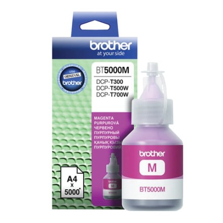 Чернила BROTHER (BT5000М) для СНПЧ Brother DCP-T310/T510W\T710W, пурпурные, оригинальные, ресурс 5000 страниц, BT5000M 