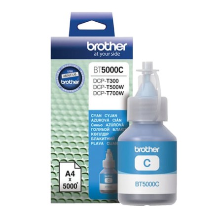 Чернила BROTHER (BT5000C) для СНПЧ Brother DCP-T310/T510W\T710W, голубые, оригинальные, ресурс 5000 страниц 