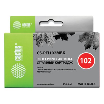 Картридж струйный CACTUS (CS-PFI102MBK) для CANON iPF500/510/F600/605/650/700, матовый черный 