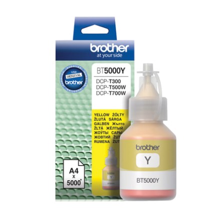 Чернила BROTHER (BT5000Y) для СНПЧ Brother DCP-T310/T510W\T710W, желтые, оригинальные, ресурс 5000 страниц 