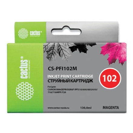 Картридж струйный CACTUS (CS-PFI102M) для CANON iPF500/510/F600/605/650/700, пурпурный 