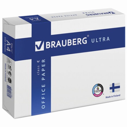 Бумага офисная BRAUBERG ULTRA FINLAND, А4, 80 г/м2, 500 л., марка C, ФИНЛЯНДИЯ, белизна 150% CIE, 111788 