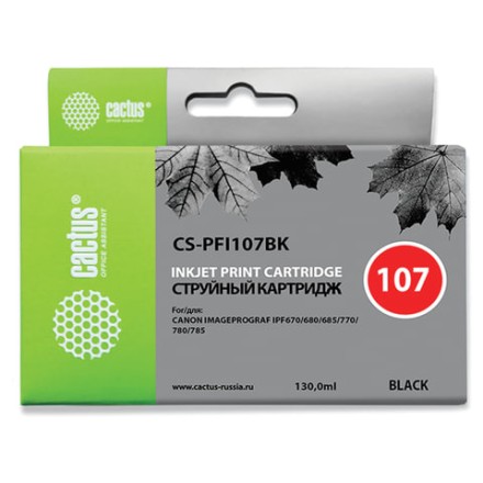 Картридж струйный CACTUS (CS-PFI107BK) для CANON PF680/685/780/785, черный 