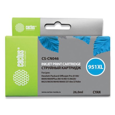 Картридж струйный CACTUS (CS-CN046) для HP OfficeJet 8100/ 8600, голубой 
