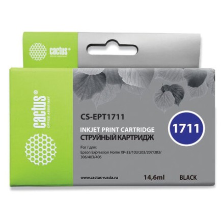 Картридж струйный CACTUS (CS-EPT1711) для EPSON Expression Home XP-33/103/203/207/303, черный 