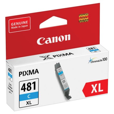 Картридж струйный CANON (CLI-481C XL) для PIXMA TS704 / TS6140, голубой, ресурс 515 страниц, оригинальный, 2044C001 