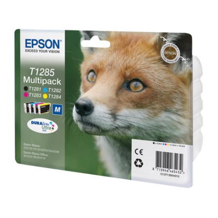 Картридж струйный EPSON (C13T12854010/12) Stylus S22/SX125/SX420W/ SX425/BX305FW, комплект, оригинальный, 4 цвета, C13T12854012 