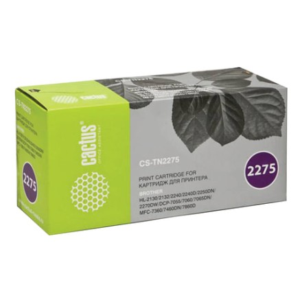 Картридж лазерный CACTUS (CS-TN2275) для BROTHER HL-2240R/2250/DCP-7060/7065, ресурс 2600 стр., CS-TN2275S 