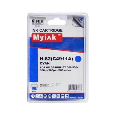 Картридж для (HP  82)  HP DesignJet 500/PS/800/PS C4911A Cyan (72ml, Dye) MyInk SAL 