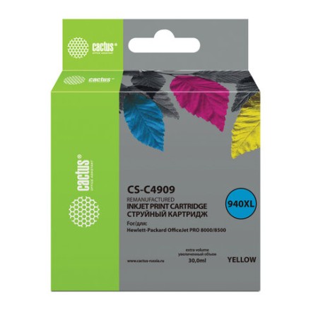 Картридж струйный CACTUS (CS-C4909) для HP Officejet pro 8000/8500, желтый 