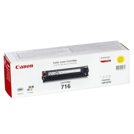 Картридж лазерный CANON (716Y) LBP-5050, желтый, ресурс 1500 страниц, оригинальный, 1977B002 