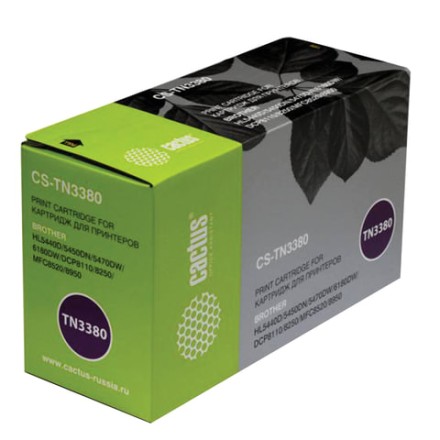 Картридж лазерный CACTUS (CS-TN3380) для BROTHER HL-5450DNR/5470DWR/DCP-8110DN, ресурс 8000 стр. 