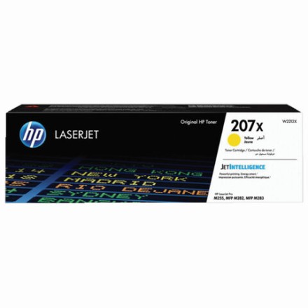 Картридж лазерный HP (W2212X) 207X для HP Color LJ M282/M283/M255, желтый, оригинальный, ресурс 2450 страниц 