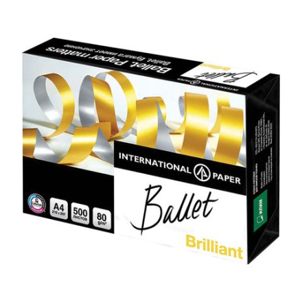 Бумага офисная BALLET BRILLIANT, А4, 80 г/м2, 500 л., марка А, ColorLok, International Paper, белизна 168%, BALBR080X501 