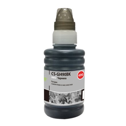 Чернила CACTUS (CS-GI490BK) для СНПЧ CANON Pixma G1400/G2400/G3400, черные, 0,1 л 