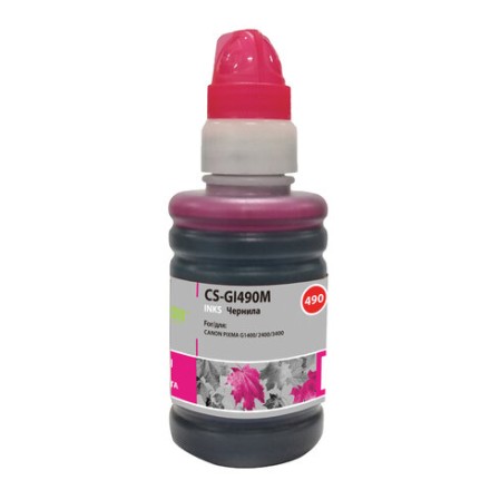 Чернила CACTUS (CS-GI490M) для СНПЧ CANON Pixma G1400/G2400/G3400, пурпурные, 0,1 л 