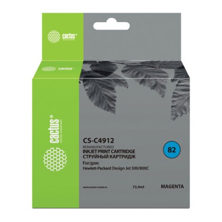 Картридж струйный CACTUS (CS-C4912) для плоттеров HP DesignJet 500/510/800, пурпурный 
