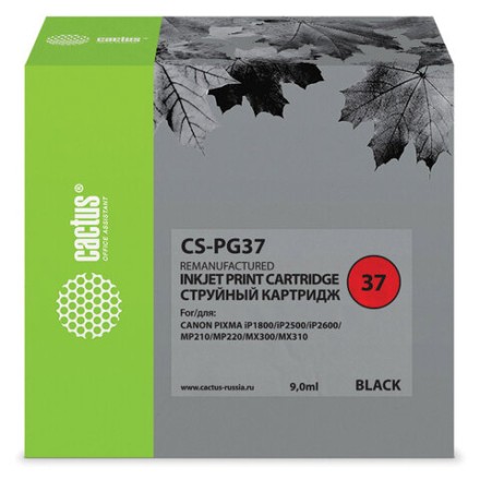Картридж струйный CACTUS (CS-PG37) для CANON PIXMA MP210/220/310/300/140/iP1800, черный 