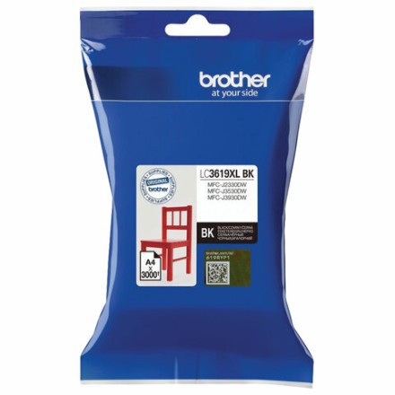 Картридж струйный BROTHER (LC3619XLBK) для MFC-J3530DW/J3930DW, черный, оригинальный, ресурс 3000 страниц 