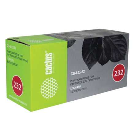 Тонер-картридж CACTUS (CS-LX232) для LEXMARK Optra E230/E232T/E240N/E332N/E342, ресурс 2500 стр. 
