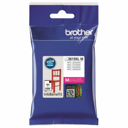 Картридж струйный BROTHER (LC3619XLM) для MFC-J3530DW/J3930DW, пурпурный, оригинальный, ресурс 1500 страниц 