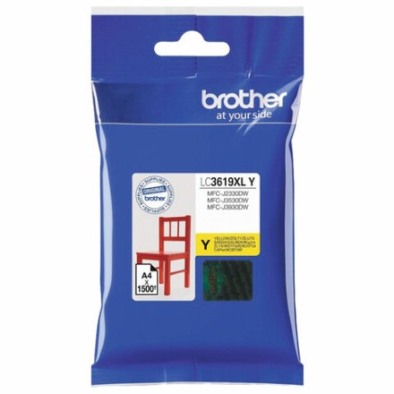 Картридж струйный BROTHER (LC3619XLY) для MFC-J3530DW/J3930DW, желтый, оригинальный, ресурс 1500 страниц 