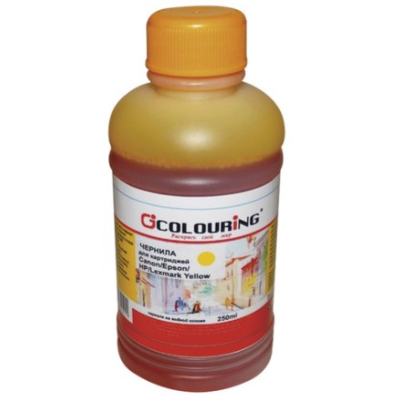 Чернила COLOURING для CANON /EPSON /HP /LEXMARK универсальные, желтые, 0,25 л, водные, 5180000094 