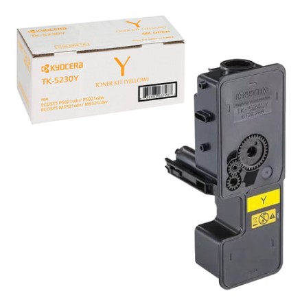 Тонер-картридж KYOCERA (TK-5230Y) ECOSYS P5021cdn/cdw/M5521cdn/cdw, желтый, ресурс 2200 стр., оригинальный, 1T02R9ANL0 
