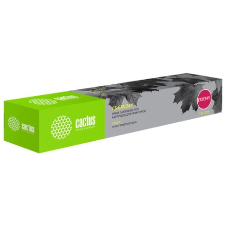 Картридж лазерный CACTUS (CS-EXV34Y) для Canon IR C2030L/C2030i/C2020i, желтый, ресурс 19000 страниц 