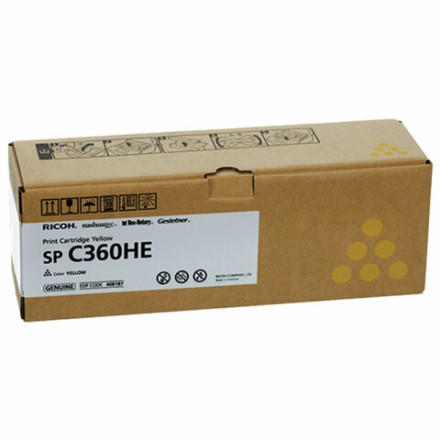 Картридж лазерный RICOH (SP C360HE) для Ricoh SP C360SFNw/C361SFNw, желтый, оригинальный, ресурс 6000 страниц, 408187 