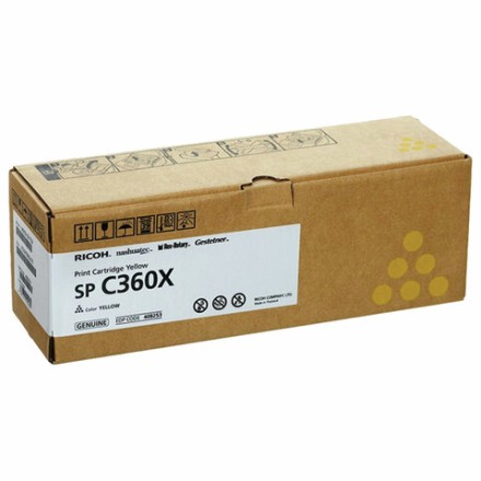 Картридж лазерный RICOH (SP C360X) для Ricoh SP C361SFNw, желтый, оригинальный, ресурс 9000 страниц, 408253 