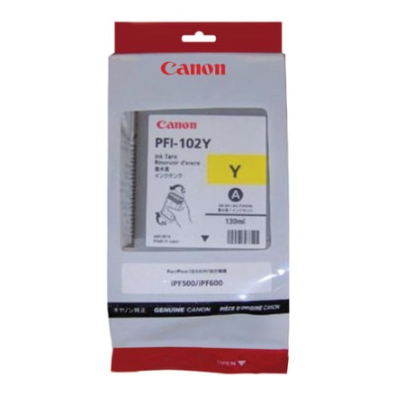 Картридж струйный CANON (PFI-102Y) iPF500/510/F600/605/610/650/655/700/710/720, желтый, оригинальный, 130 мл, 0898B001 