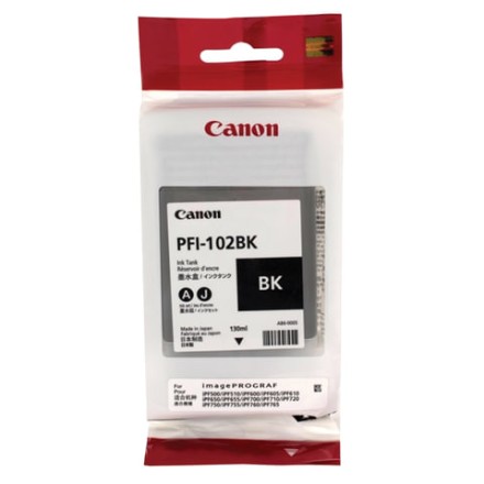 Картридж струйный CANON (PFI-102BK) iPF500/510/F600/605/610/650/655/700/710/720, черный, оригинальный, 130 мл, 0895B001 