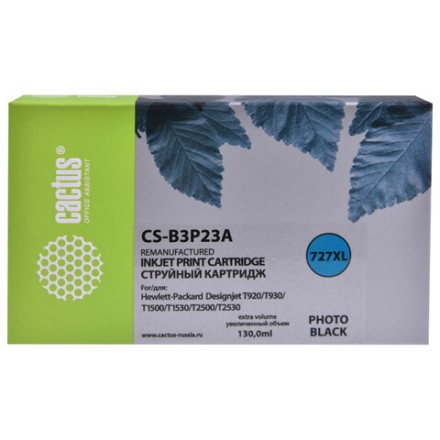 Картридж струйный CACTUS (CS-B3P23A) для HP DesignJet T920/T1500, фото черный 