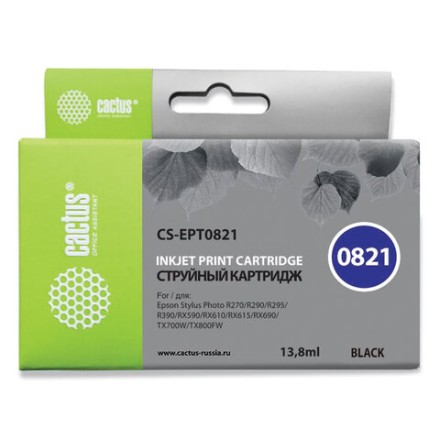 Картридж струйный CACTUS (CS-EPT0821) для EPSON Stylus R270/R390/ RX590, черный 
