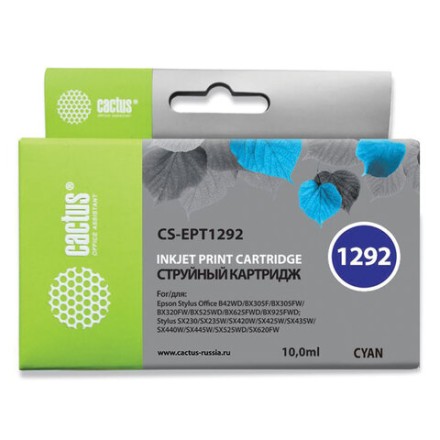Картридж струйный CACTUS (CS-EPT1292) для EPSON Stylus B42WD/BX305W/BX625WD, голубой 