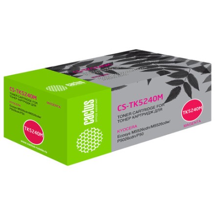 Картридж лазерный CACTUS (CS-TK5240M) для Kyocera M5526cdn/M5526cdw/P5026cdn, пурпурный, ресурс 3000 страниц 