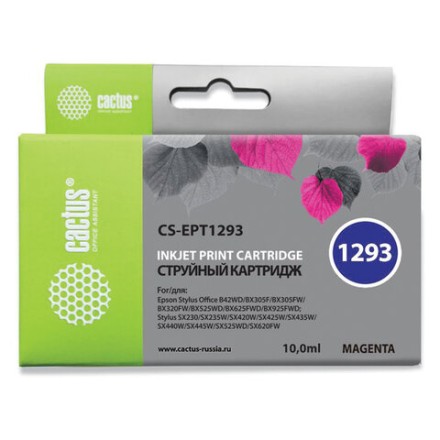 Картридж струйный CACTUS (CS-EPT1293) для EPSON Stylus B42WD/BX305W/BX625WD, пурпурный 