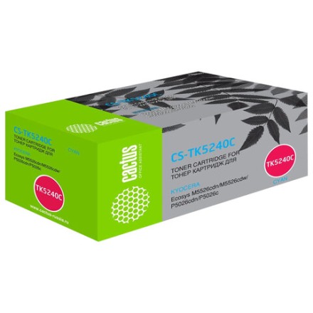 Картридж лазерный CACTUS (CS-TK5240C) для Kyocera M5526cdn/M5526cdw/P5026cdn, голубой, ресурс 3000 страниц 