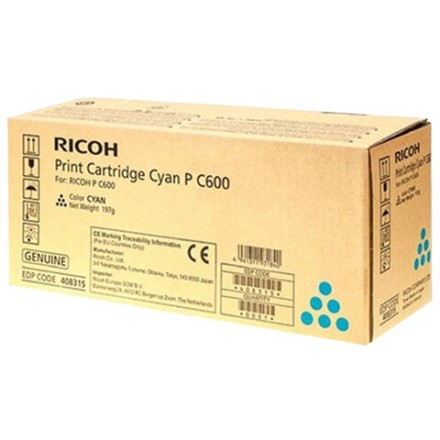 Тонер-картридж RICOH (408315) P C600, голубой, ресурс 12000 страниц, оригинальный 